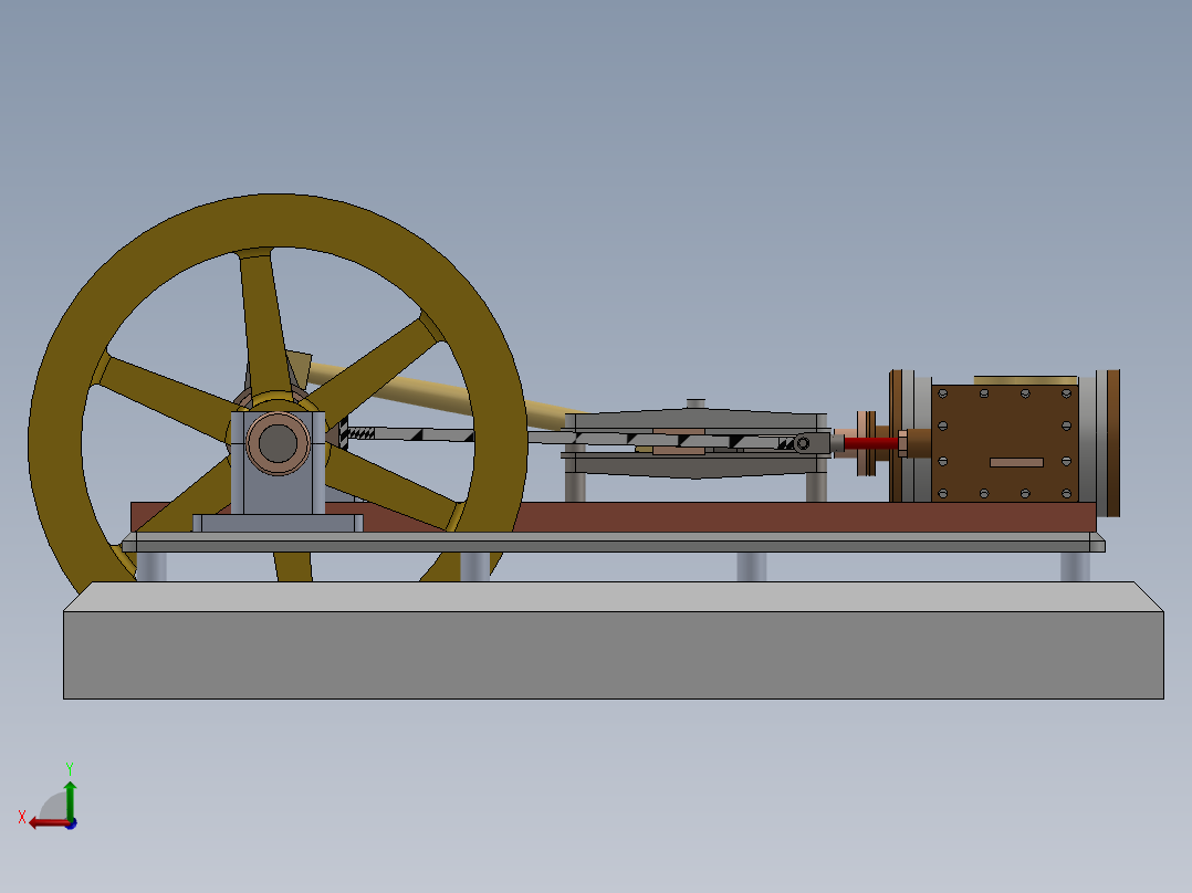 蒸汽机hoizontal-steam-mill-engine-1833-模型格式为 sw后视图