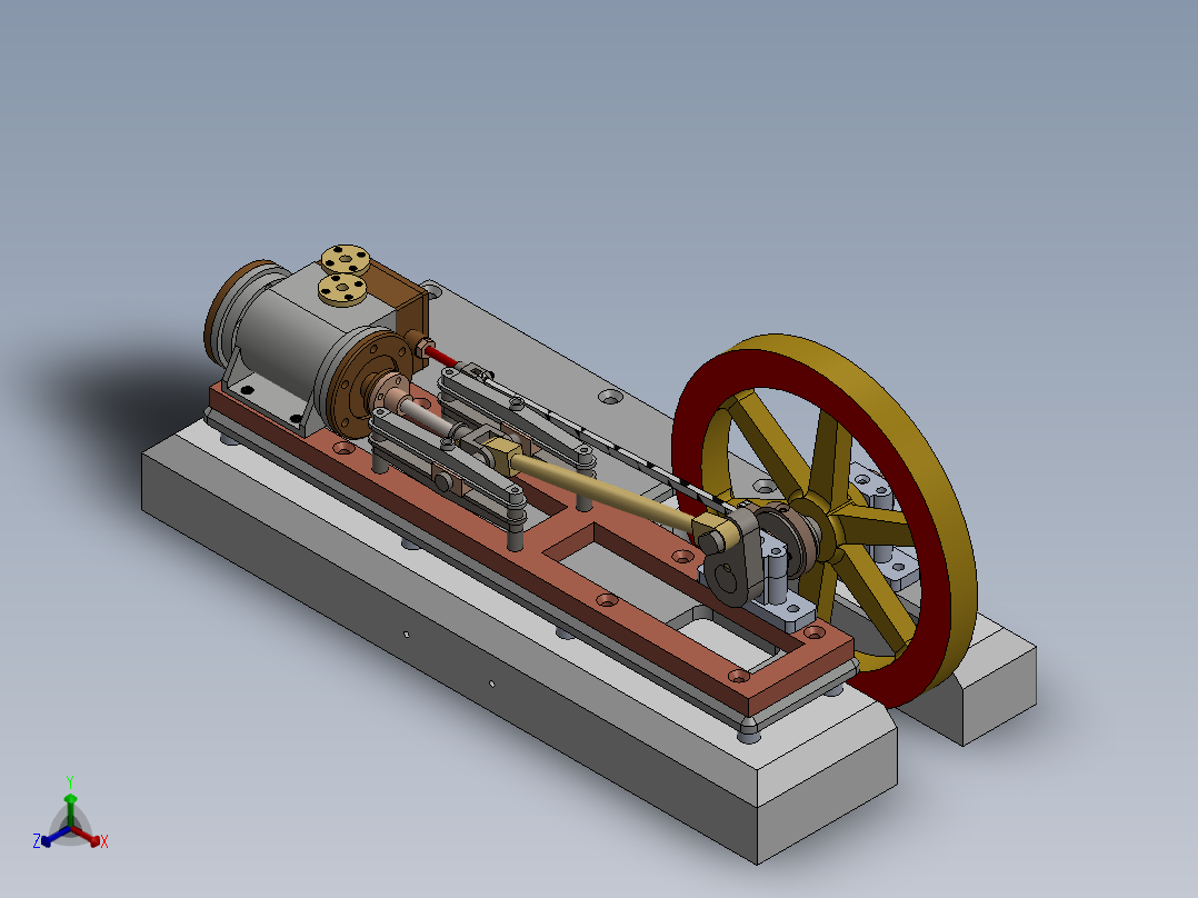 蒸汽机hoizontal-steam-mill-engine-1833-模型格式为 sw正等轴测图