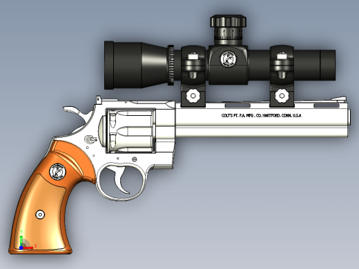 手枪左轮冲锋枪老式狙击步枪设计3D图纸colt-python-old-version-1911 STP IGS前视缩略图