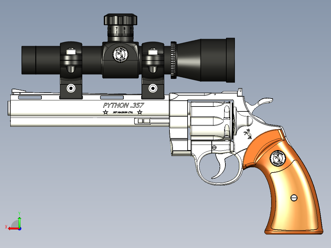 手枪左轮冲锋枪老式狙击步枪设计3D图纸colt-python-old-version-1911 STP IGS后视图