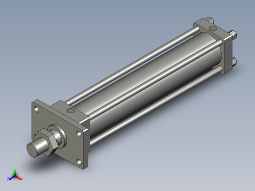 MPHFA前法兰型拉杆油缸MPHFA-100-500-PPV-J2正等轴测缩略图