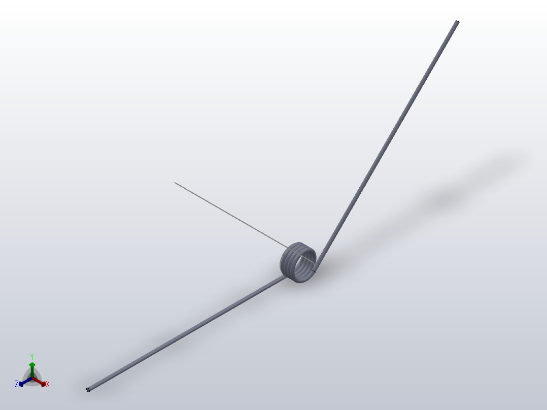 135度圆柱形扭转弹簧SCT135L-4-5-0.6正等轴测图