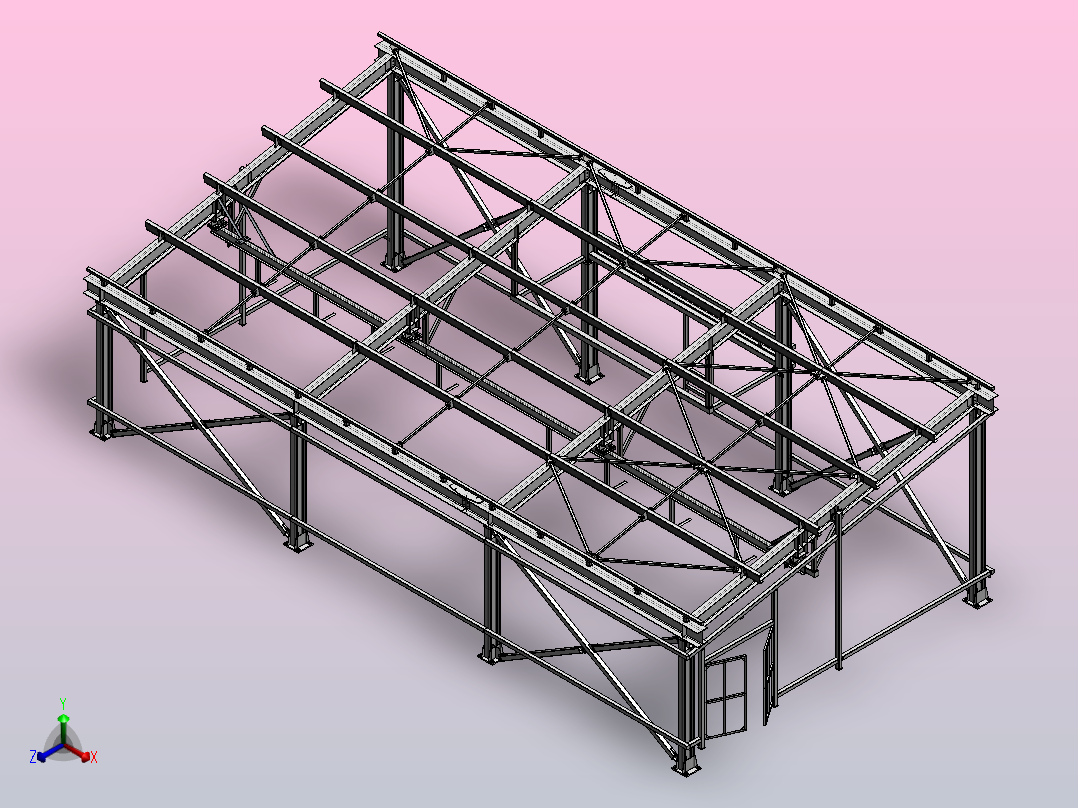 18x9 H5.5m建筑钢框架正等轴测图