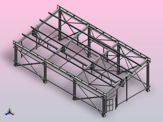 18x9 H5.5m建筑钢框架正等轴测缩略图
