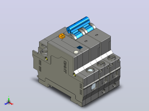 NBPLE-32D&amp;2P剩余电流动作断路器三维模型202307