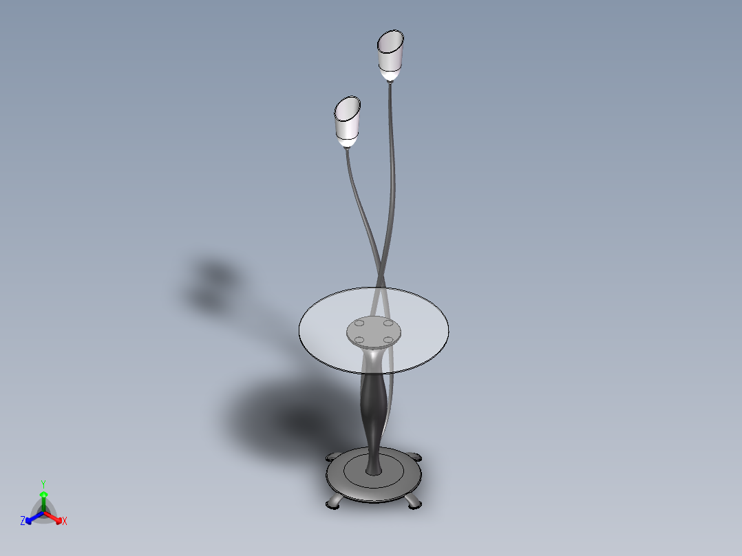 带茶几的落地灯正等轴测图