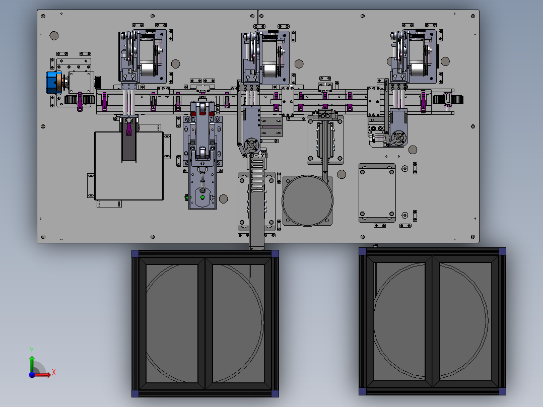 量产儿童安全座椅挂钩铆合机(sw16可编辑+工程图+bom)前视图