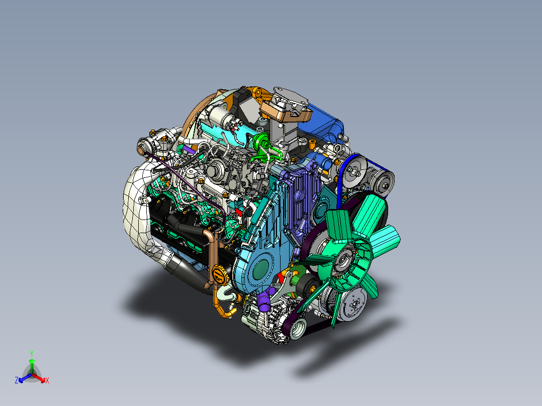 CATIA中的引擎模型正等轴测图