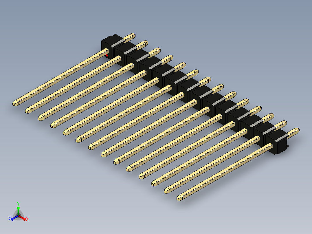 彩色公头100mil（2.54mm）系列-DS1021_black_1x14p_100mil_Type19_rev1.0主视图