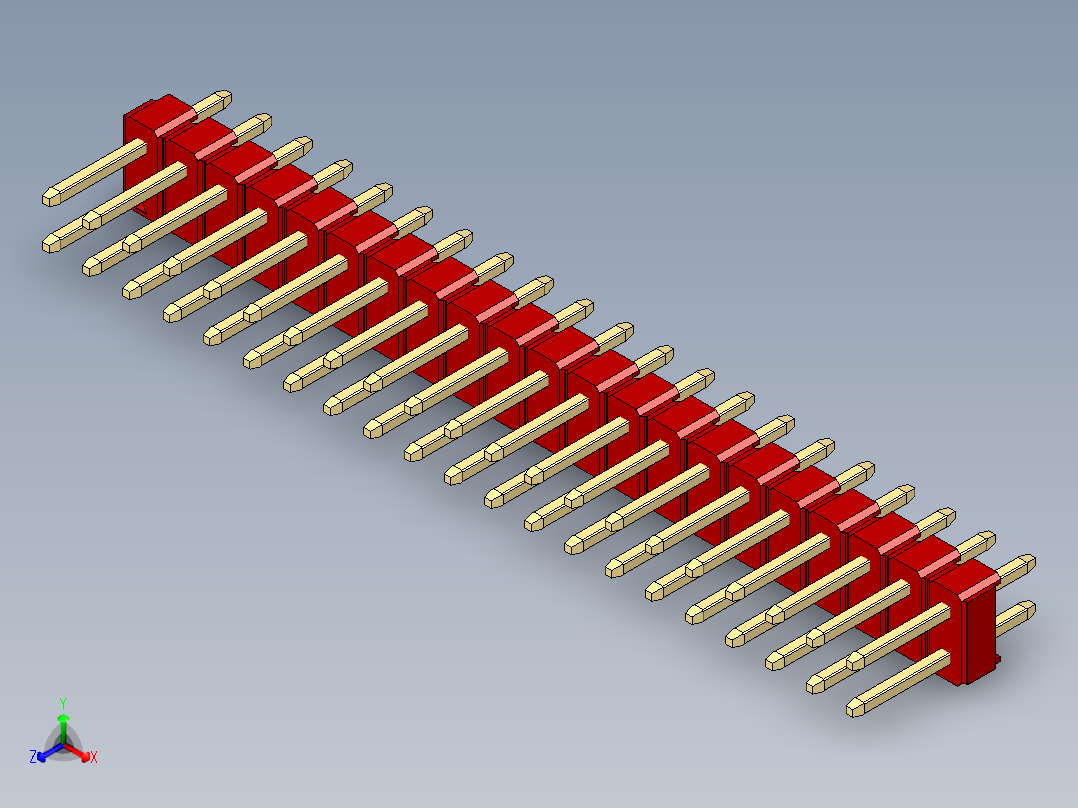 彩色公头100mil（2.54mm）系列-DS1021_red_2x21p_100mil_Type1_rev1.0主视图