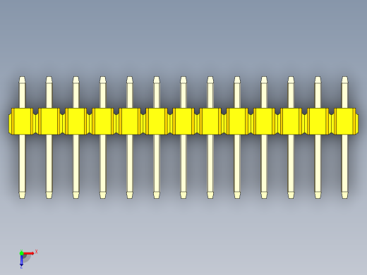 彩色公头100mil（2.54mm）系列-DS1021_yellow_1x13p_100mil_Type1_rev1.0俯视缩略图