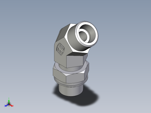 卡套式工业通用硬管接头EO_Adjustable_locknut_45_deg_elbow_VEE12SMOROMDCF正等轴测缩略图