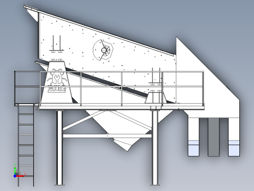 1200X4000X3振动筛系统3D数模图纸 Solidworks设计 附STEP前视缩略图