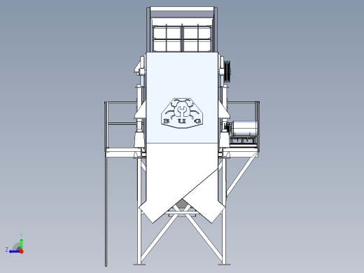 1200X4000X3振动筛系统3D数模图纸 Solidworks设计 附STEP右视缩略图