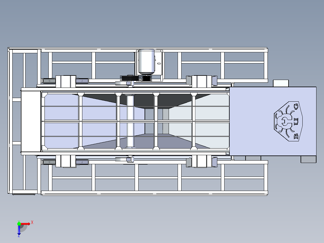 1200X4000X3振动筛系统3D数模图纸 Solidworks设计 附STEP俯视图