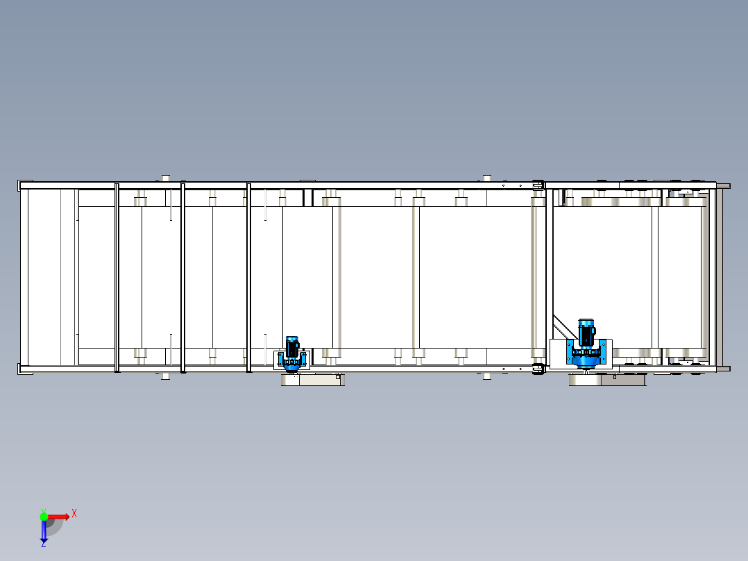 带式压滤机三维模型俯视图