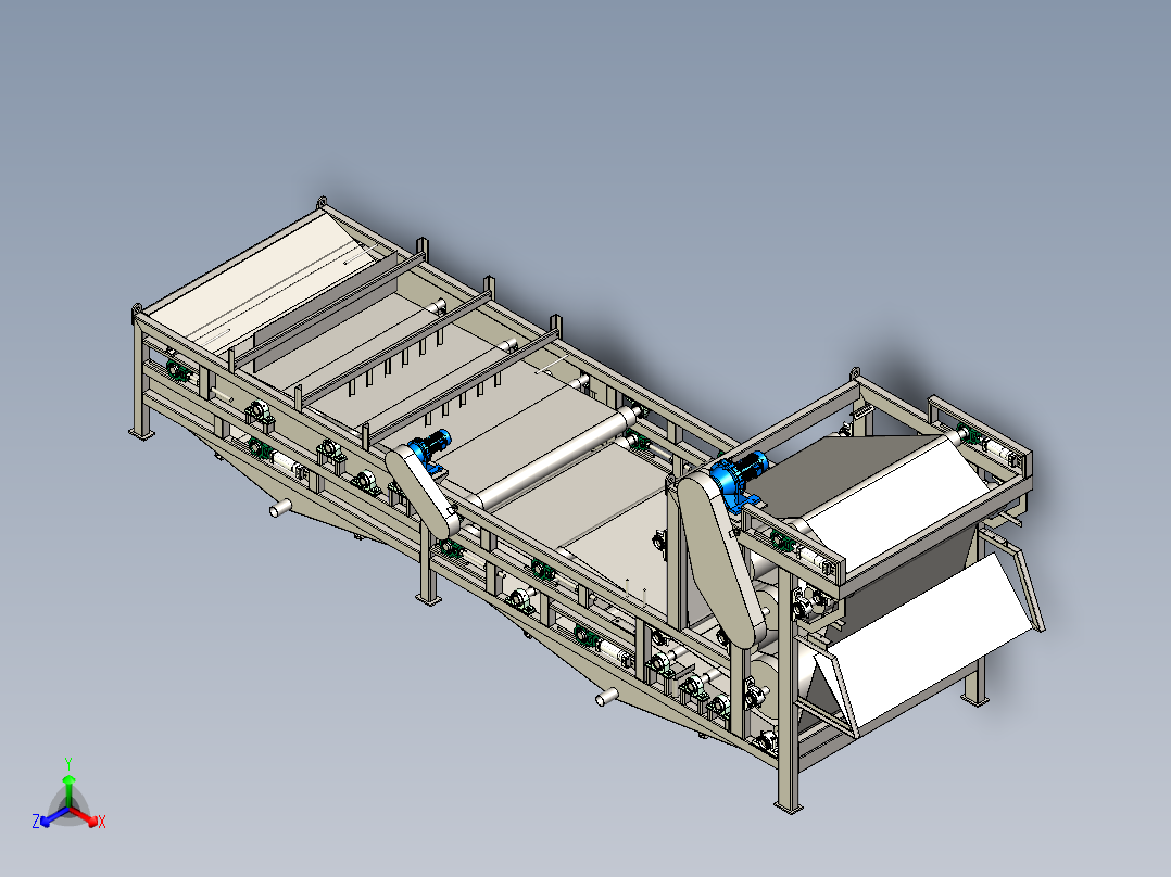 带式压滤机三维模型正等轴测图