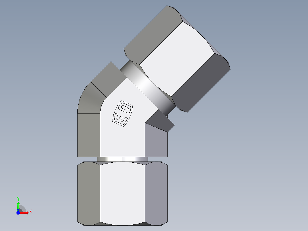 卡套式工业通用硬管接头EO_Swivel_nut_45_deg_elbow_EV08ZS71前视图