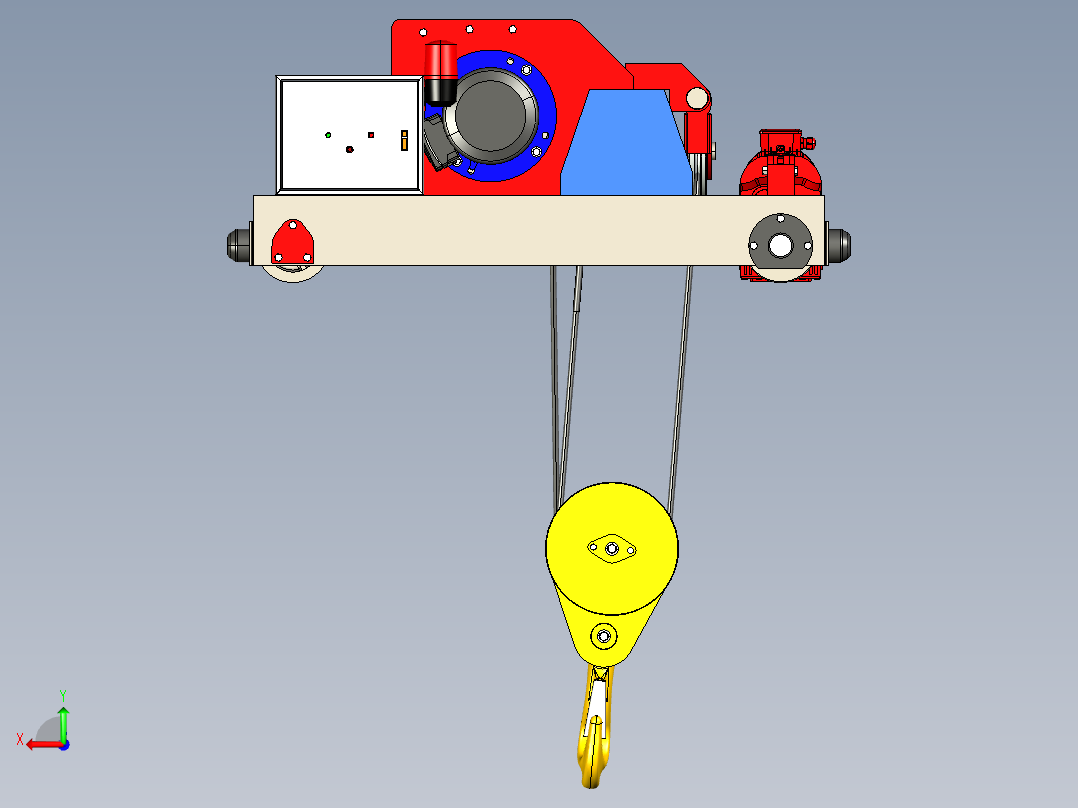 Palan天车又称桥式起重机3D数模图纸 STEP格式后视图
