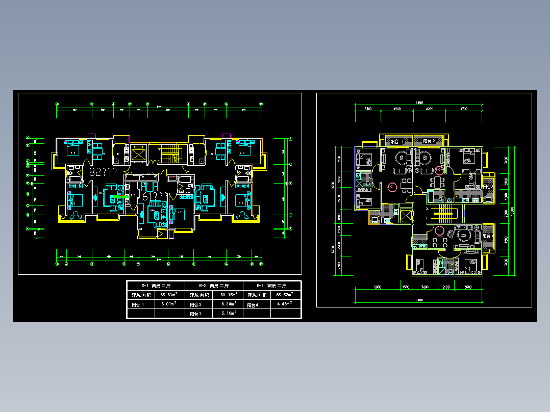一梯三户户型平面