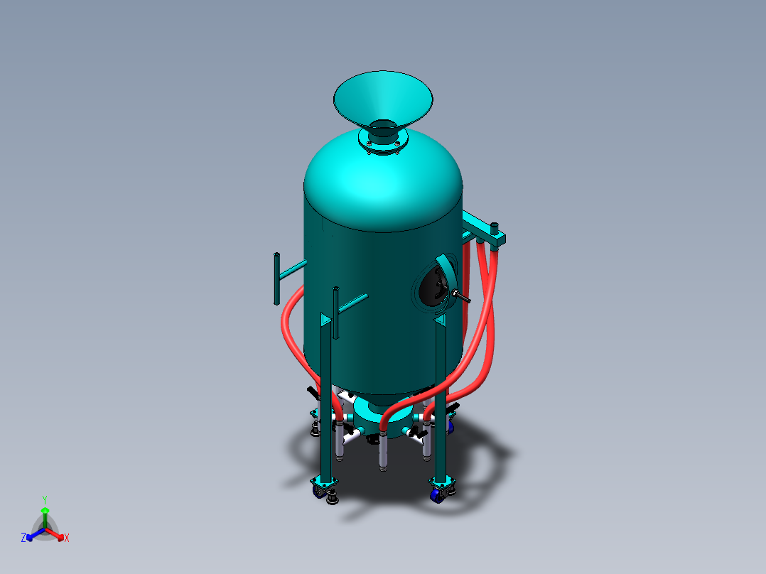 8喷嘴型移动喷砂机sw14可编辑正等轴测图