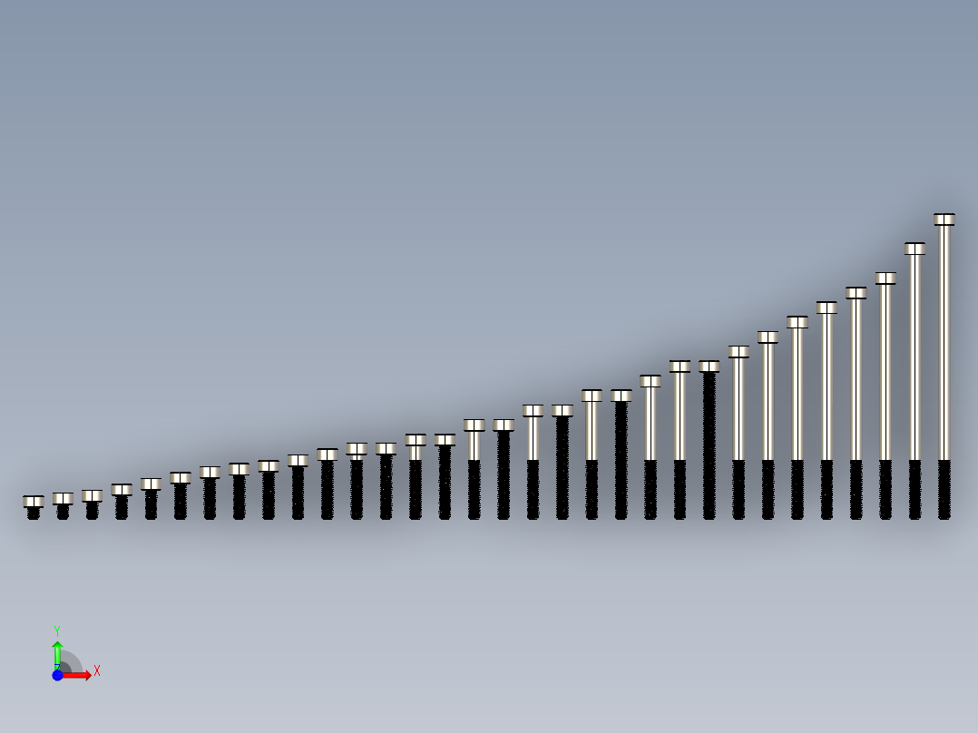 M4公制内六角螺钉汇总前视图
