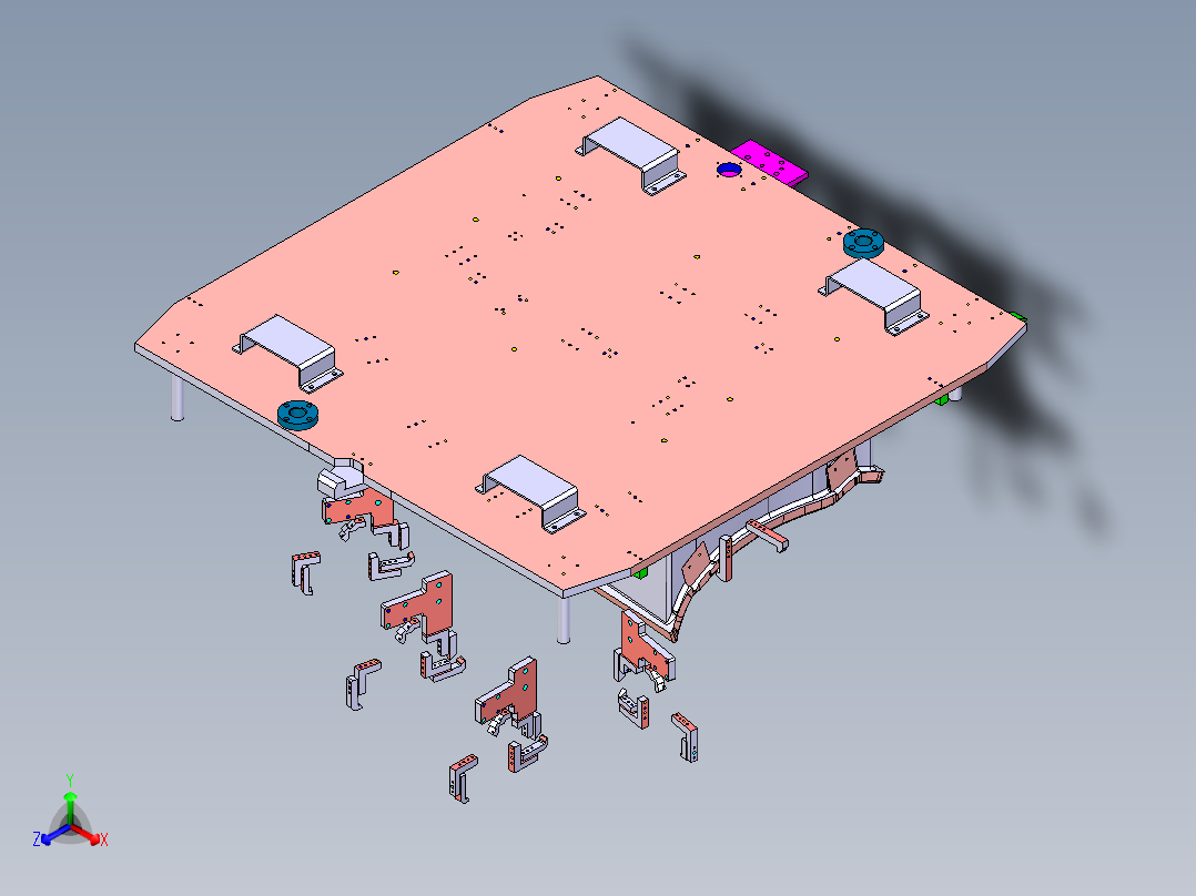 车门框架夹具设计正等轴测图