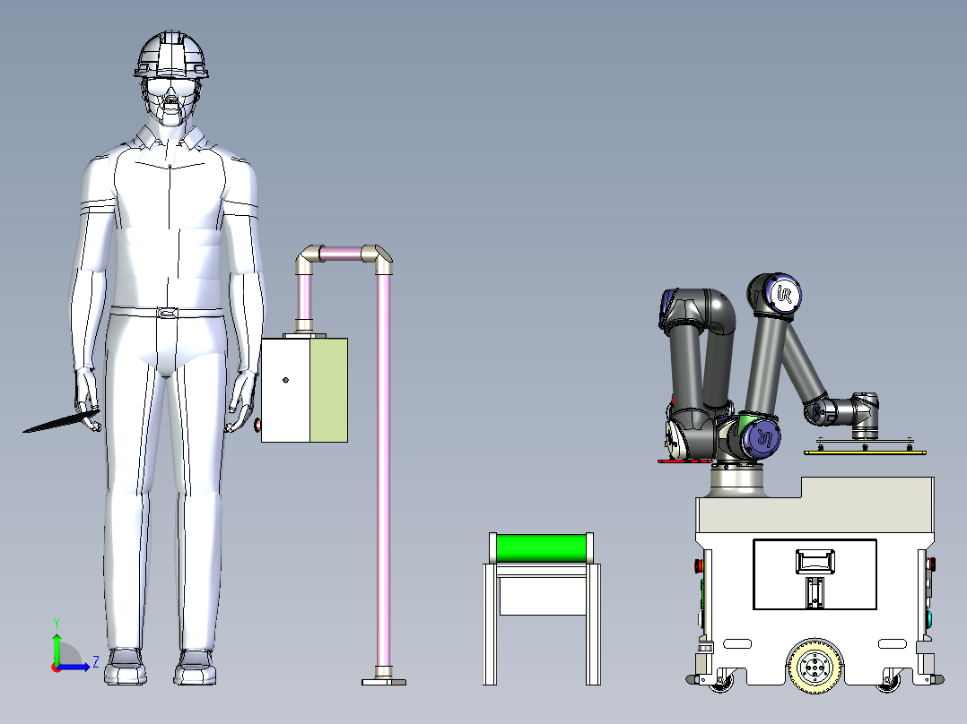 复合AGV的作业岗位左视图