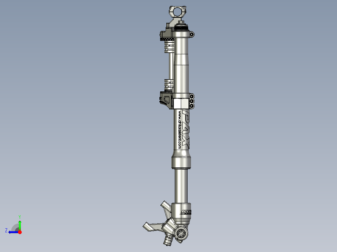 山地车自行车铝合金可锁死避震前叉减震器右视图
