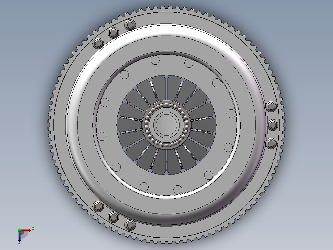 一汽丰田柯斯达离合器设计【含SW三维图】俯视图