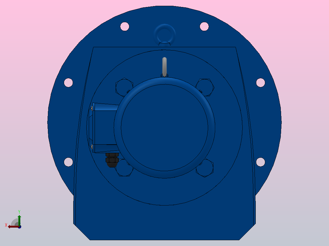 RF97法兰轴伸式安装斜齿轮减速机RF97-Y0.55-8P-80-M1-0°-Φ450后视图