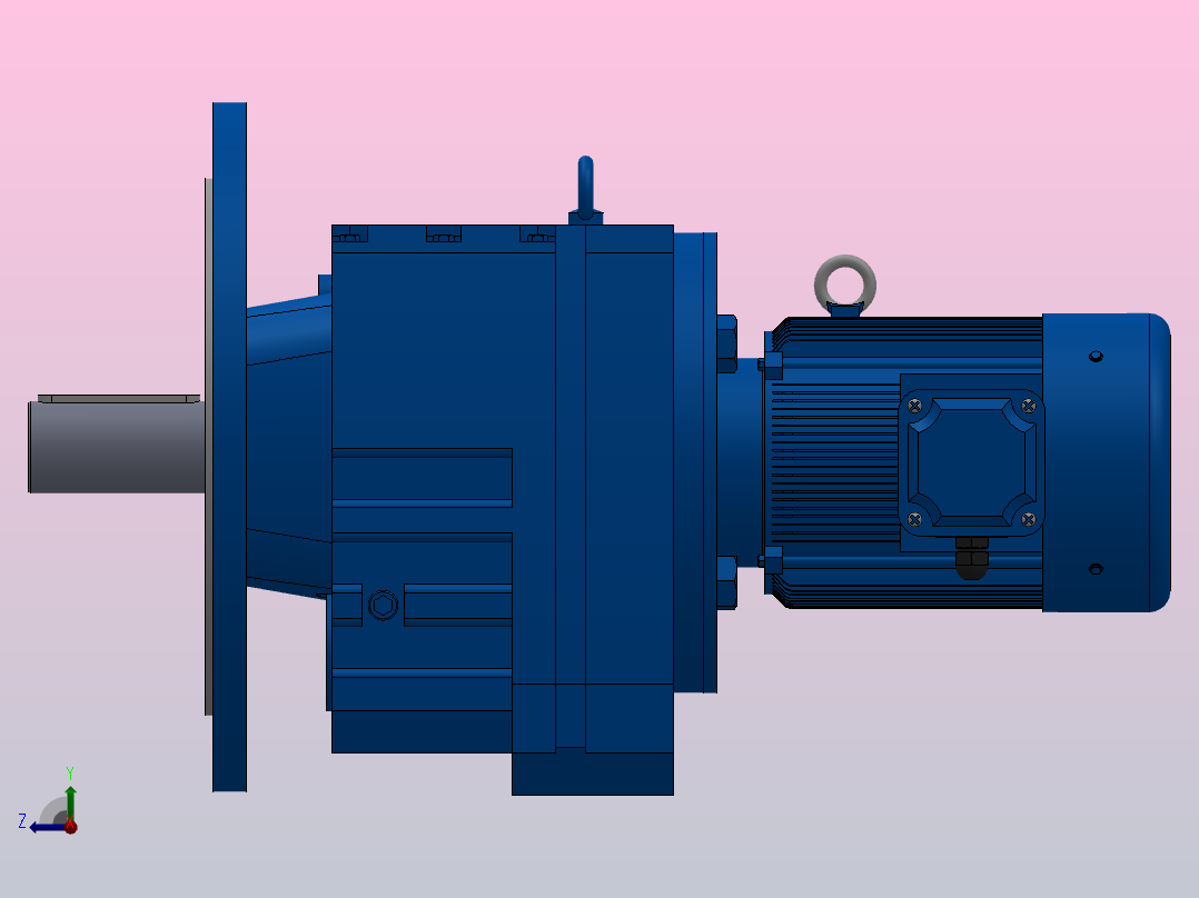 RF97法兰轴伸式安装斜齿轮减速机RF97-Y0.55-8P-80-M1-0°-Φ450右视图