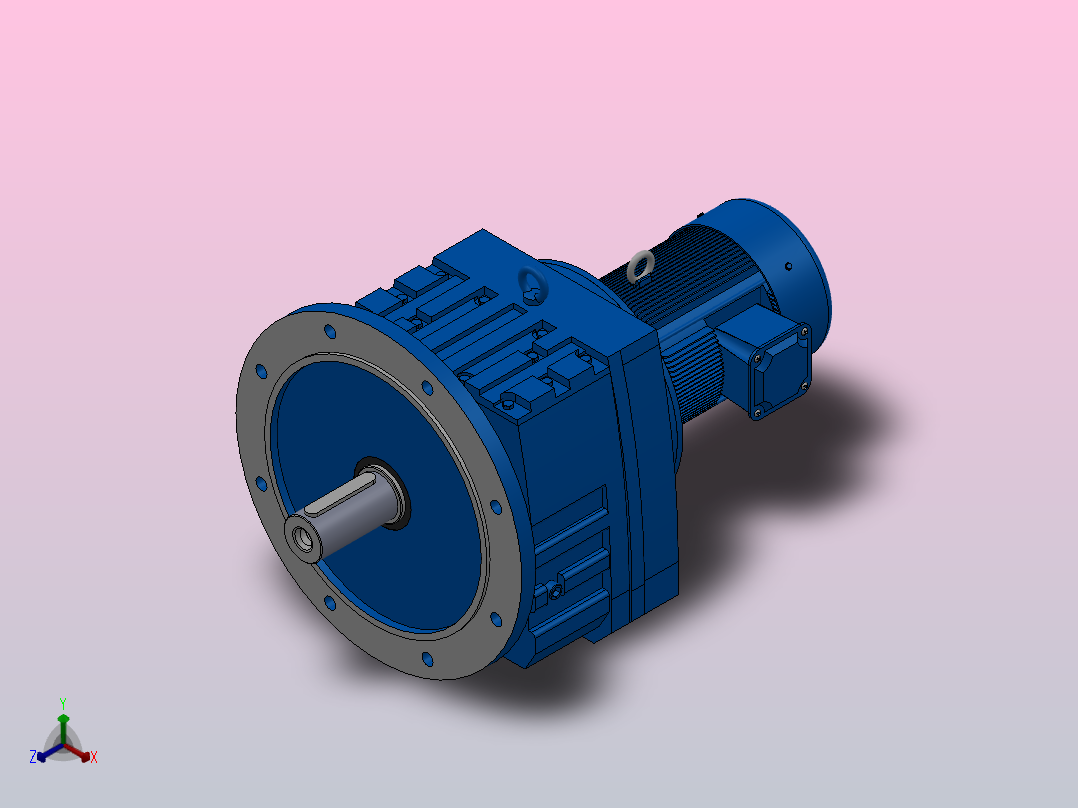 RF97法兰轴伸式安装斜齿轮减速机RF97-Y0.55-8P-80-M1-0°-Φ450正等轴测图