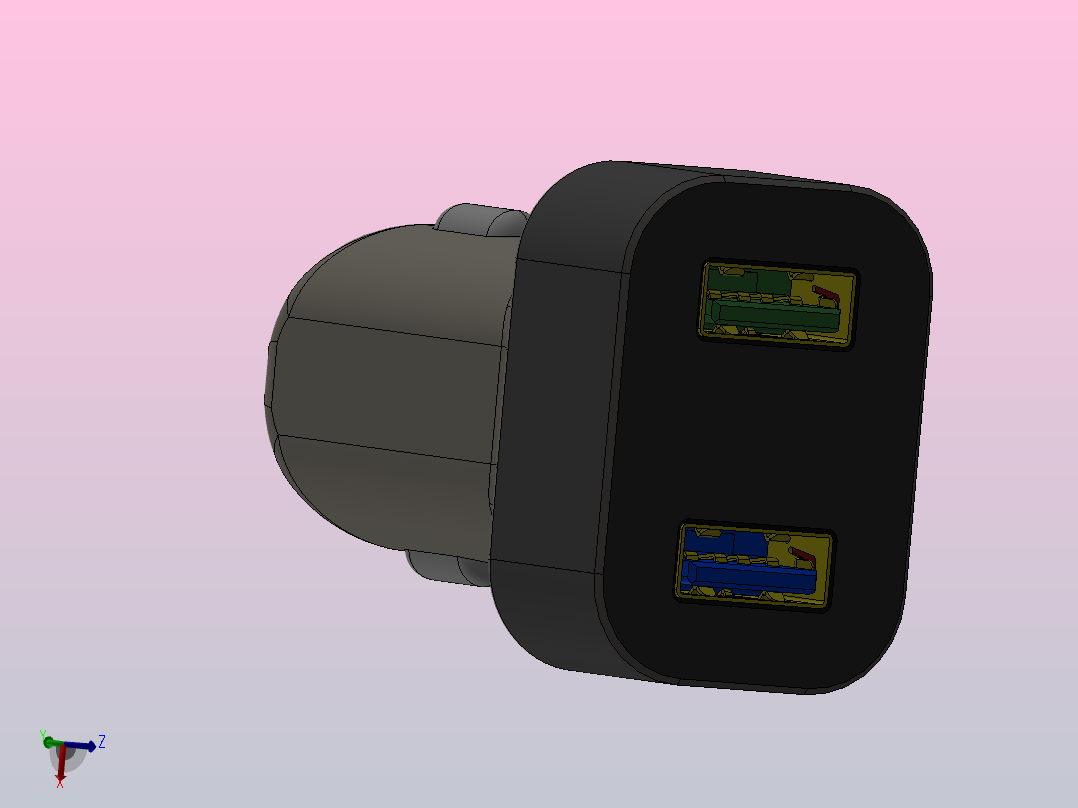 USB 车载充电器主视图