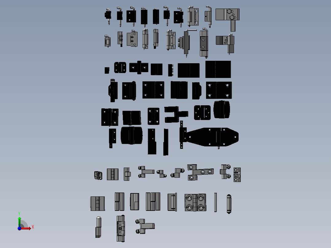 铰链（合页）模型设计 3D图 机械设备设计素材3D模型素材前视图