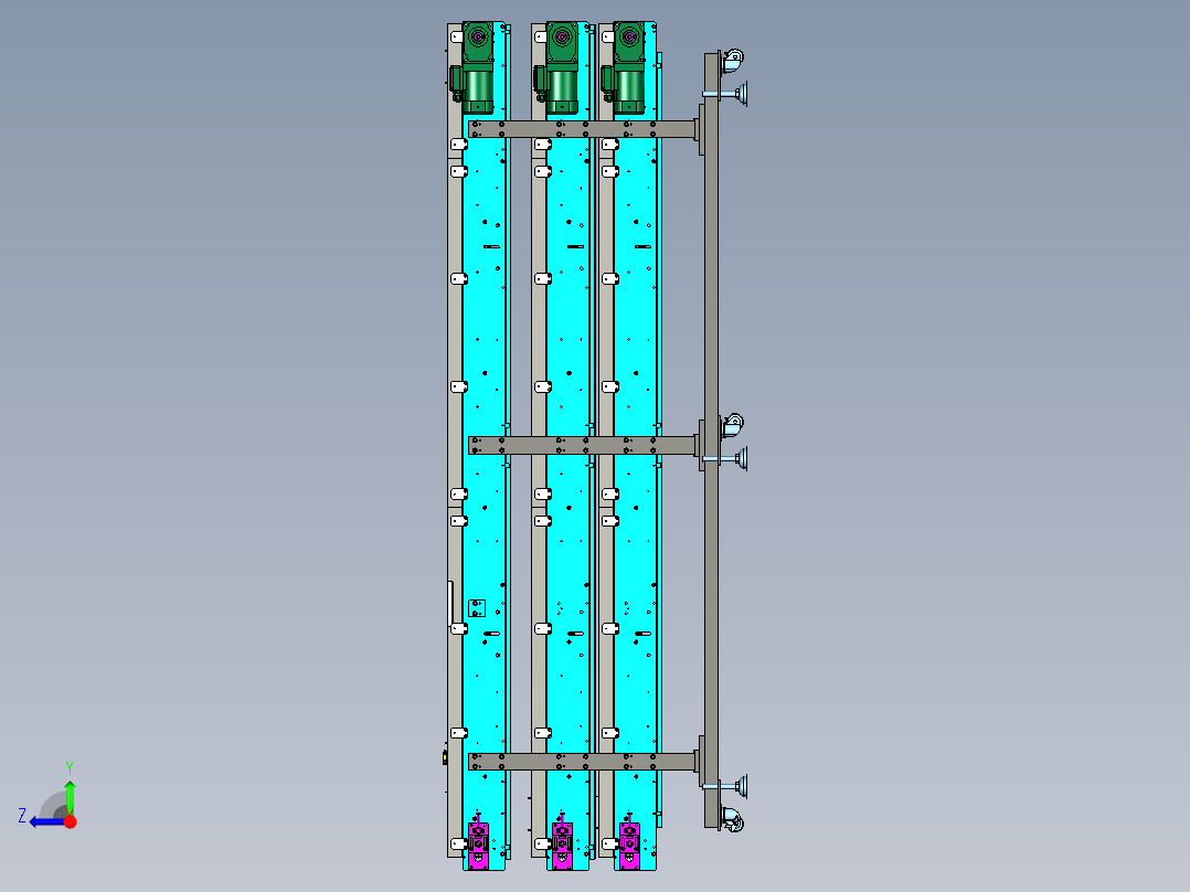 B85-三层托盘输送线右视图