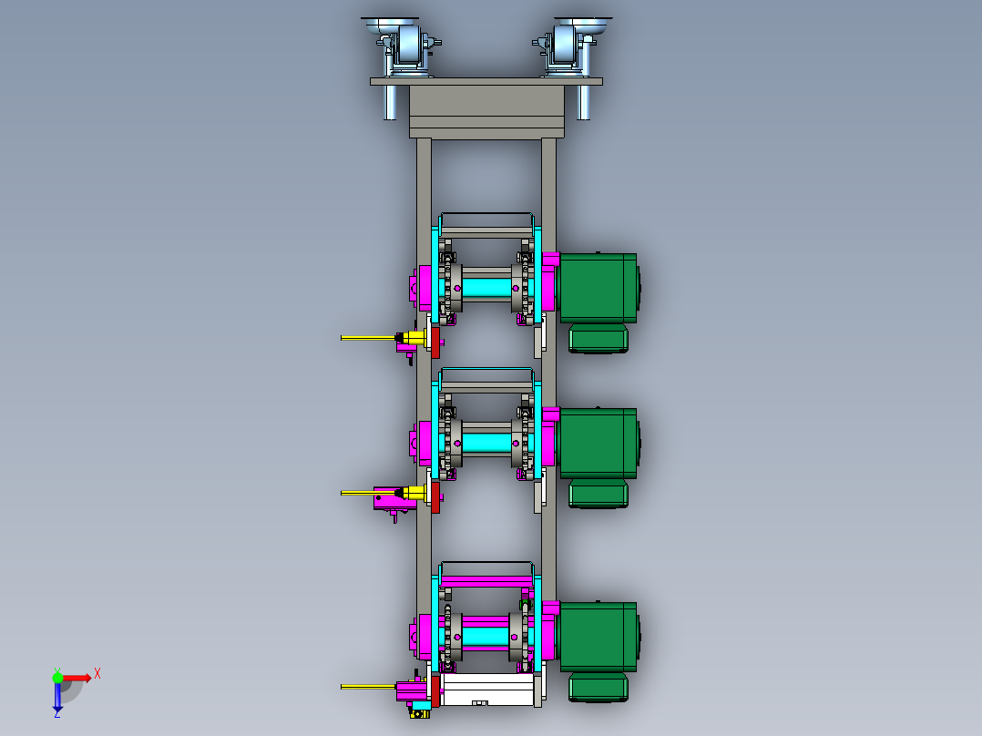 B85-三层托盘输送线俯视图
