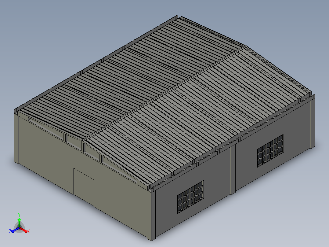 工厂厂房图正等轴测图