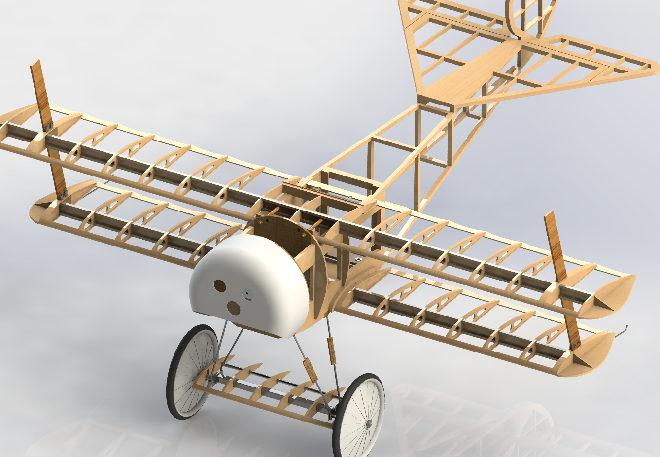 F 福克三翼机 14比例遥控航模飞机 机械设计参考资料 3D建模