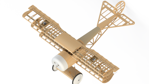 F 福克三翼机 14比例遥控航模飞机 机械设计参考资料 3D建模缩略图