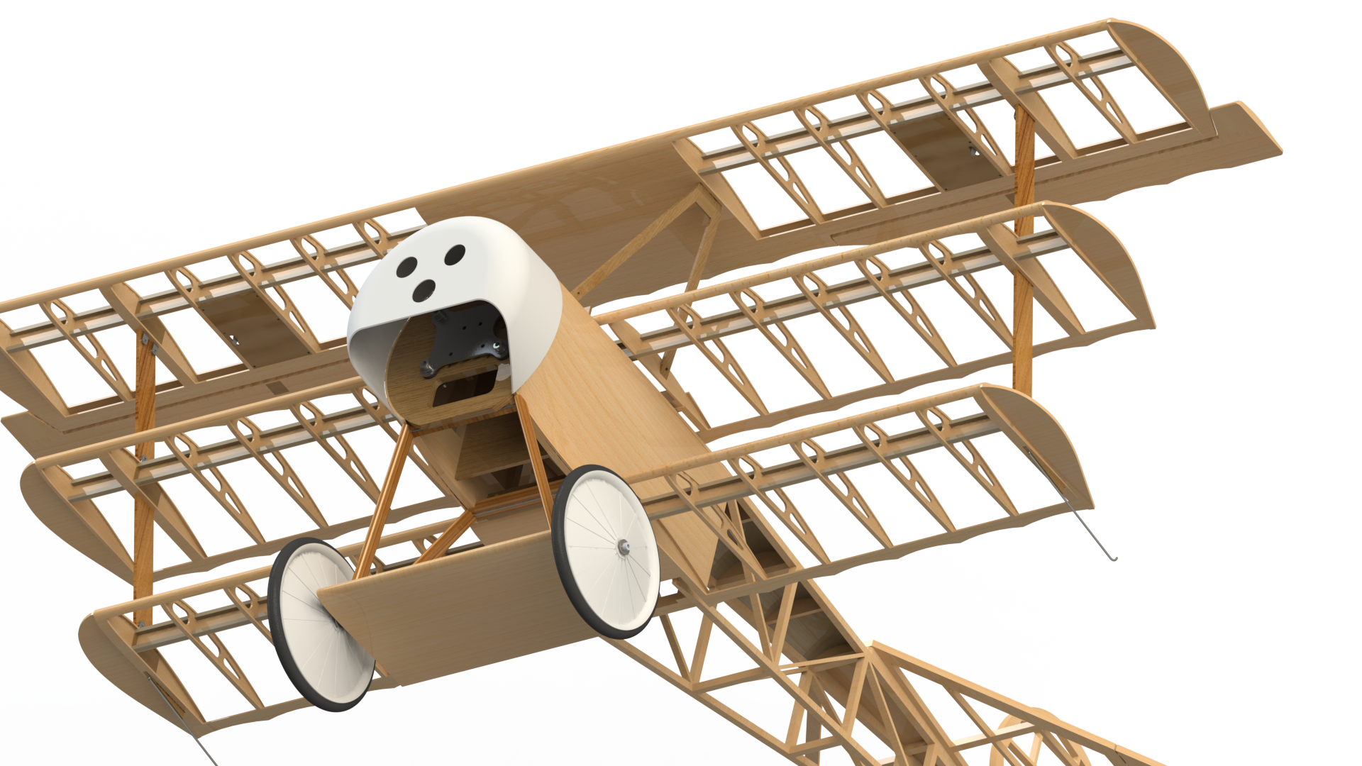 F 福克三翼机 14比例遥控航模飞机 机械设计参考资料 3D建模