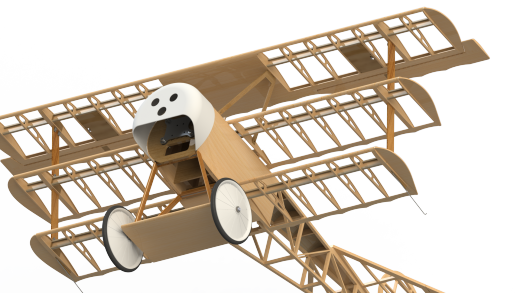 F 福克三翼机 14比例遥控航模飞机 机械设计参考资料 3D建模缩略图