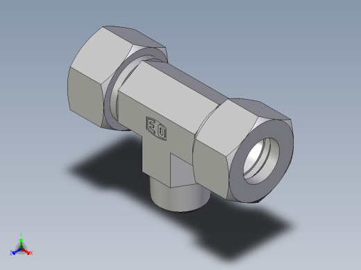卡套式工业通用硬管接头EO_Male_stud_run_tee_TE18LRCF正等轴测缩略图