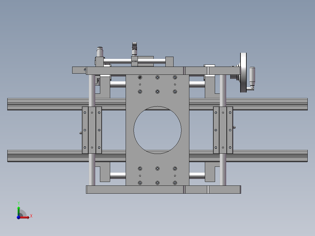 使用了梯形丝杠的手动调整组件前视图