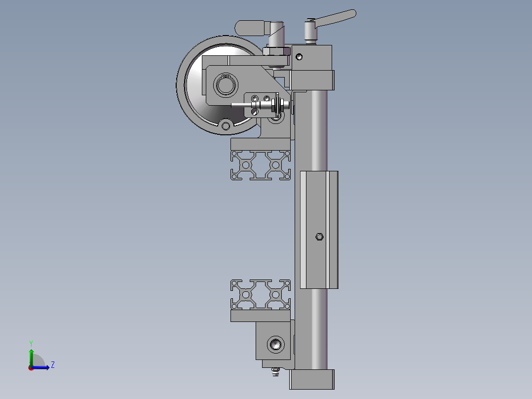 使用了梯形丝杠的手动调整组件左视图