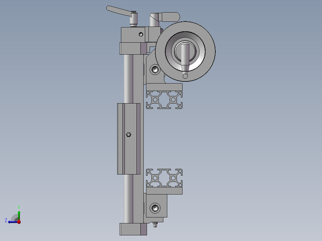 使用了梯形丝杠的手动调整组件右视图