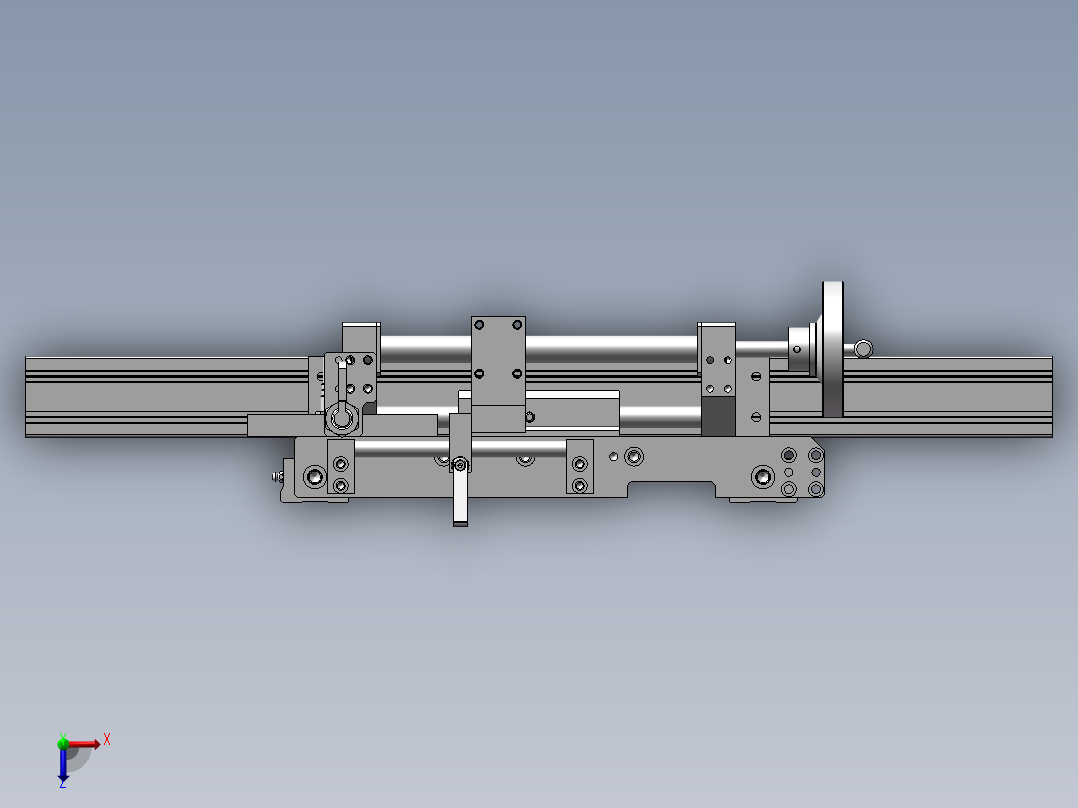 使用了梯形丝杠的手动调整组件俯视图