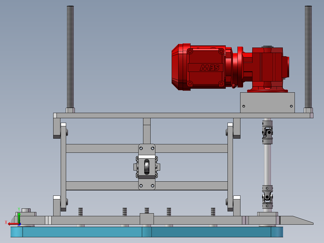 皮带夹紧输送+四连杆摆转+气动夹紧+万向连接后视图