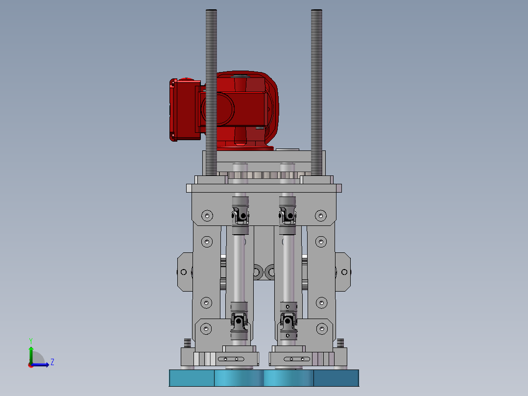 皮带夹紧输送+四连杆摆转+气动夹紧+万向连接左视图