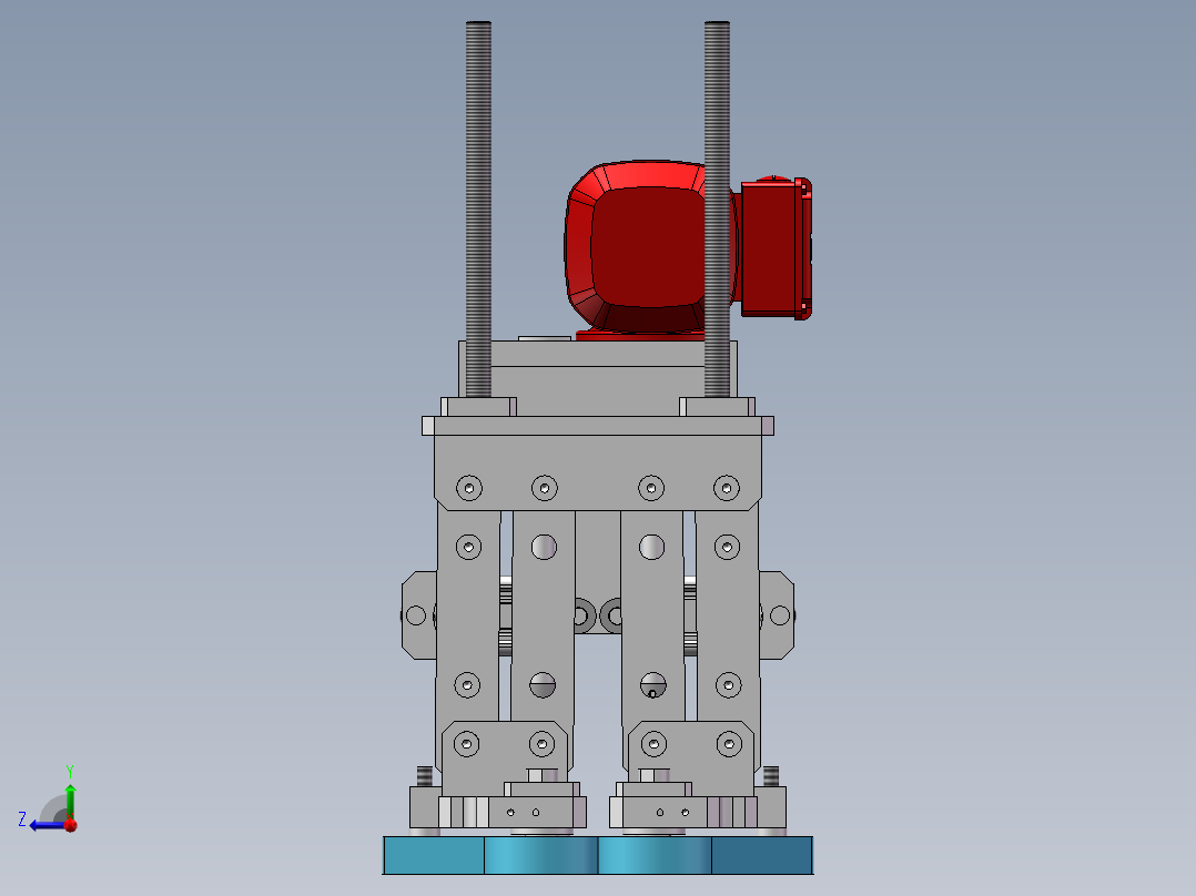 皮带夹紧输送+四连杆摆转+气动夹紧+万向连接右视图
